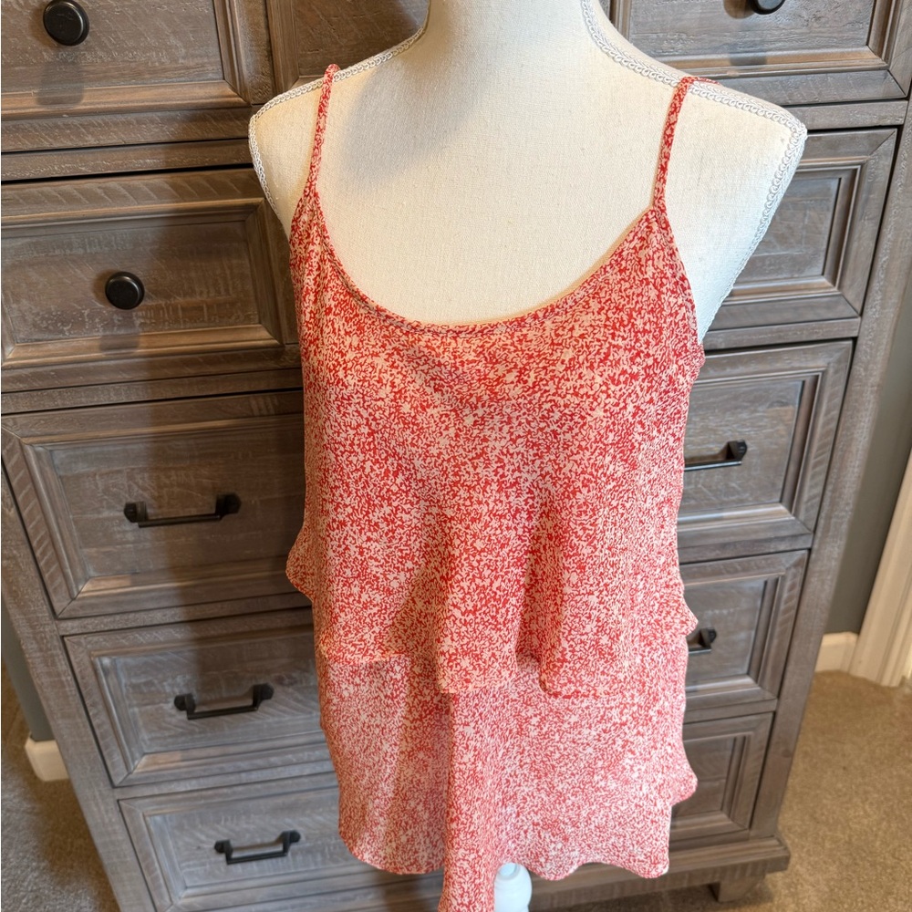 CAbi Red and White Layered Camisole